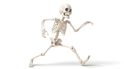 A skeleton dancing, Halloween character, cartoon style, playful, isolated on white background