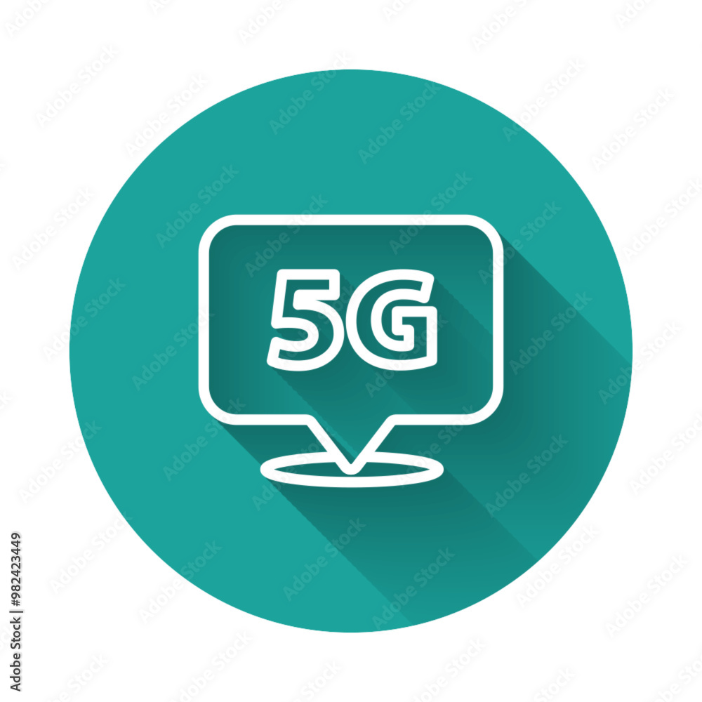 Poster white line location 5g new wireless internet wifi connection icon isolated with long shadow. global 