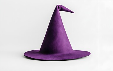 Fototapeta premium A witch hat, Halloween accessory, watercolor style, dark purple and black, isolated on white background