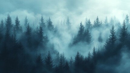 A Serene Forest Enveloped in a Misty Veil of Tranquility