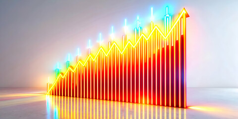 Fototapeta premium Flat Glowing Abstract Financial Demand Art: Modern Digital Illustration Symbolizing Economic Growth with Bright Colors and Light Streaks for Business Content