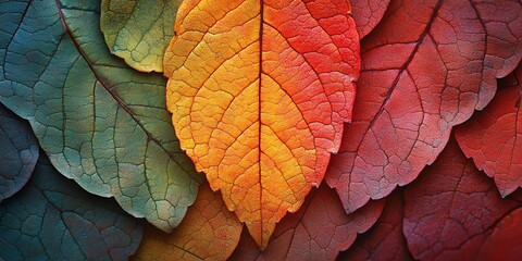 Obraz premium Autumnal Leaf Textures A Symphony of Color and Detail