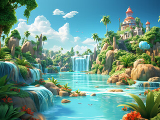 Fairytale cottage on a fantasy island