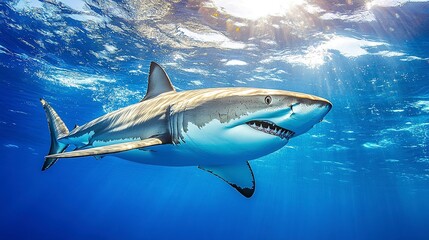 Fototapeta premium dangerous sharks , most dangerous sharks in the world , shark attacks in tropical waters , marine ecosystem 