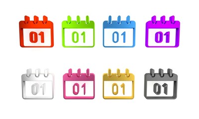 Colorful Calendar icon isolated on white background. Event reminder symbol. Merry Christmas and Happy New Year. Minimalism concept. 3D render illustration