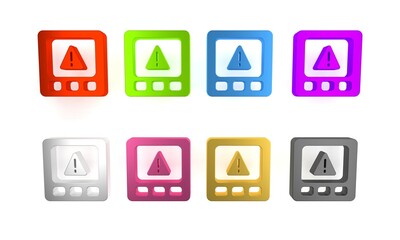 Colorful Gps device error icon isolated on white background. Minimalism concept. 3D render illustration