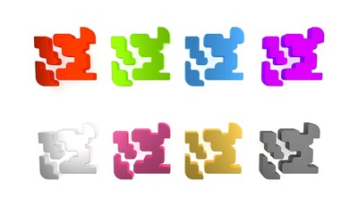 Colorful Gaseous icon isolated on white background. Changing the state of matter in gas. Minimalism concept. 3D render illustration