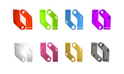 Colorful Socks icon isolated on white background. Minimalism concept. 3D render illustration