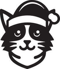 Cat Head Santa Style Silhouette Vector