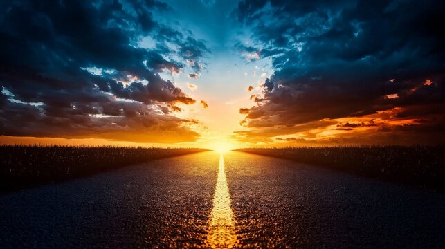 Two paths: one lit by the sunrise with optimism and the other darkened by the sunset with pessimism, symbolizing the choice between optimism and pessimism