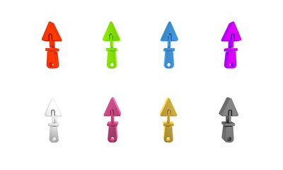Colorful Trowel icon isolated on white background. Minimalism concept. 3D render illustration