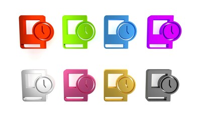 Colorful Time for book icon isolated on white background. Minimalism concept. 3D render illustration
