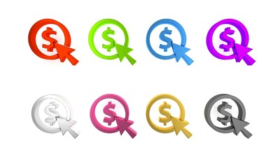 Colorful Coin money with dollar symbol icon isolated on white background. Banking currency sign. Cash symbol. Minimalism concept. 3D render illustration