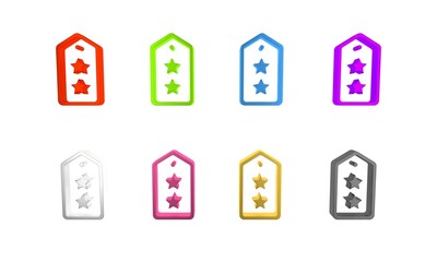 Colorful Military rank icon isolated on white background. Military badge sign. Minimalism concept. 3D render illustration