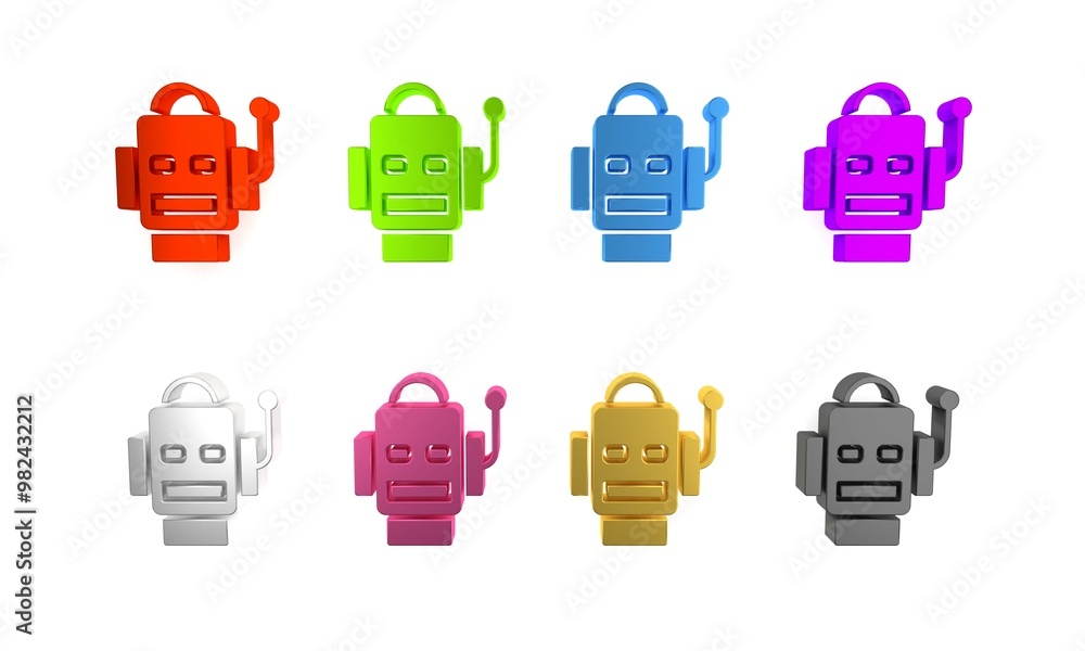 Aufkleber colorful robot icon isolated on white background. artificial intelligence, machine learning, cloud c