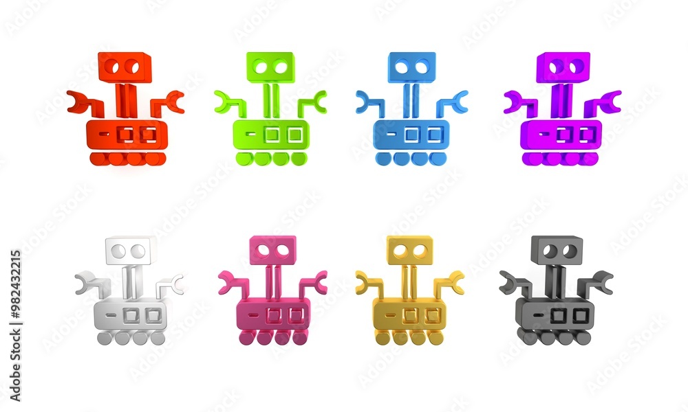 Aufkleber colorful robot icon isolated on white background. artificial intelligence, machine learning, cloud c