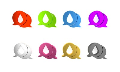Colorful Water drop icon isolated on white background. Minimalism concept. 3D render illustration