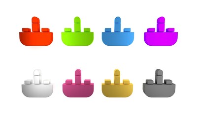 Colorful Washbasin with water tap icon isolated on white background. Minimalism concept. 3D render illustration