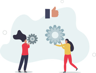 Team building activity for effective business partnership .flat design with people.