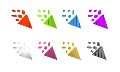 Colorful Festive confetti icon isolated on white background. Minimalism concept. 3D render illustration