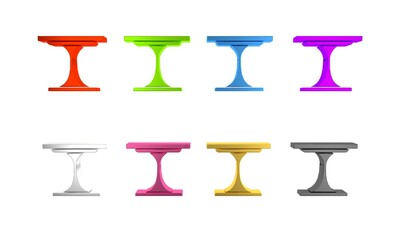 Colorful Round table icon isolated on white background. Minimalism concept. 3D render illustration