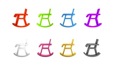 Fototapeta premium Colorful Armchair icon isolated on white background. Minimalism concept. 3D render illustration