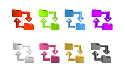 Colorful Cloud storage text document folder icon isolated on white background. Minimalism concept. 3D render illustration