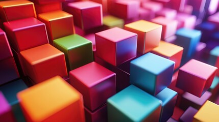 Obraz premium Colorful cubes, abstract geometric shapes, vibrant colors, modern design, background, texture, pattern.