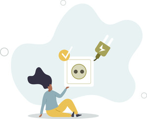 Sustainability concept.character reduce energy consumption at home.flat design with people.