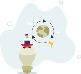 Circular economy .Sustainable economic growth strategy,ESG, green energy and industry concept.flat design with people.