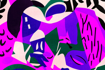 Garden Geometry - abstract pattern artwork. Abstract Composition in a paper-cutting art style.