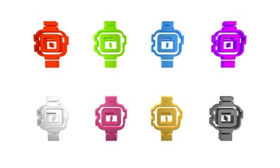 Colorful Wrist watch icon isolated on white background. Wristwatch icon. Minimalism concept. 3D render illustration