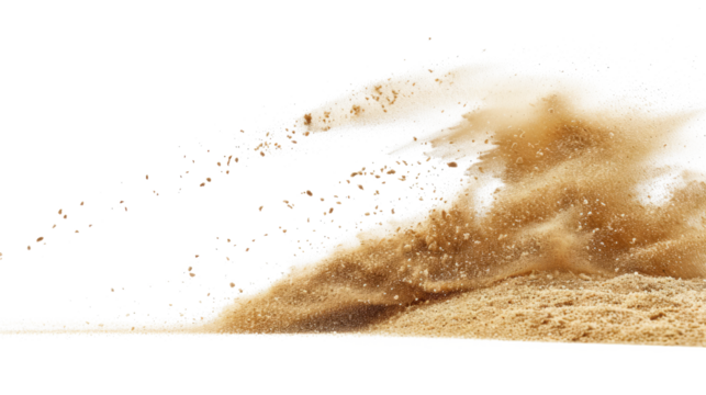 flying sand isolated on white or transparent png