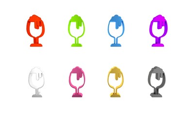 Colorful Glass of beer icon isolated on white background. Minimalism concept. 3D render illustration