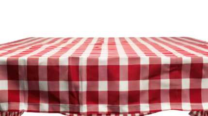 red checkered table cloth isolated on white or transparent png