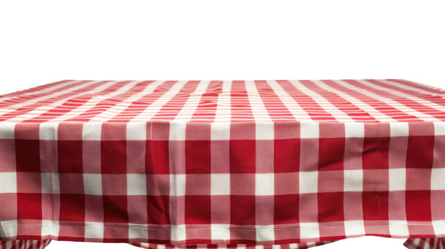 red checkered table cloth isolated on white or transparent png