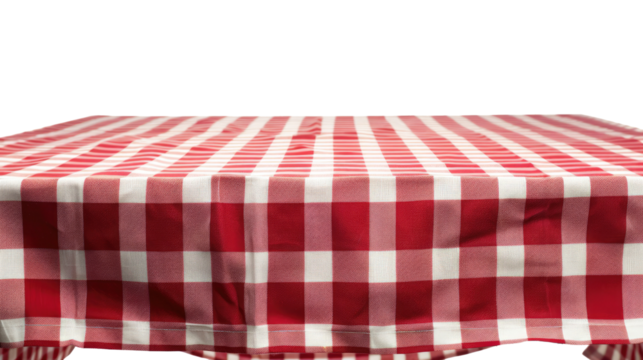 red checkered table cloth isolated on white or transparent png