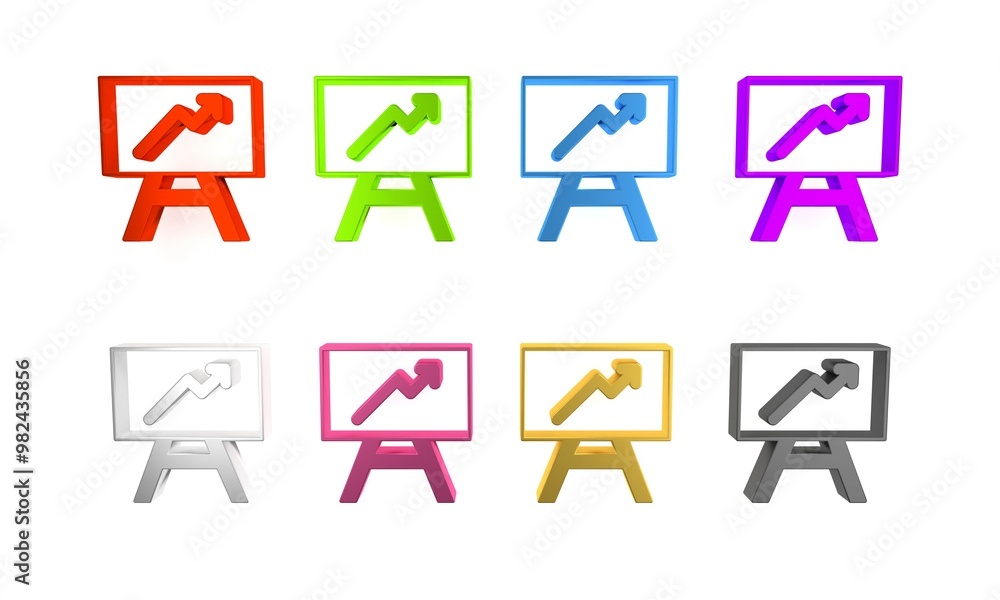 Poster colorful board with graph chart icon isolated on white background. report text file icon. accounting