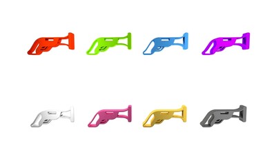 Colorful Vintage pistol icon isolated on white background. Ancient weapon. Minimalism concept. 3D render illustration