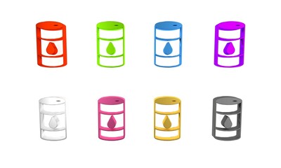 Colorful Barrel oil icon isolated on white background. Minimalism concept. 3D render illustration