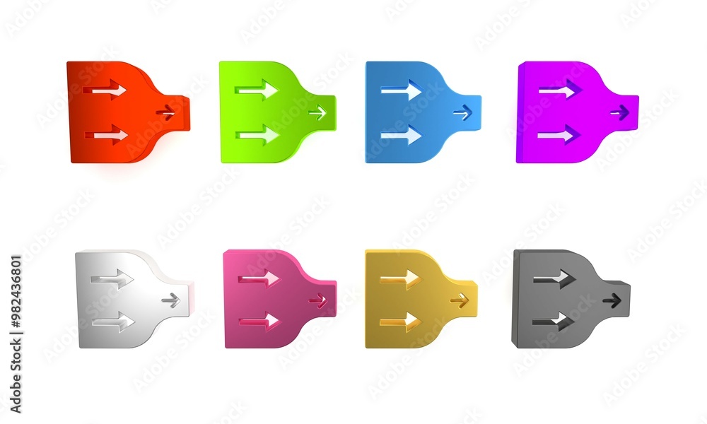 Poster colorful arrow icon isolated on white background. direction arrowhead symbol. navigation pointer sig