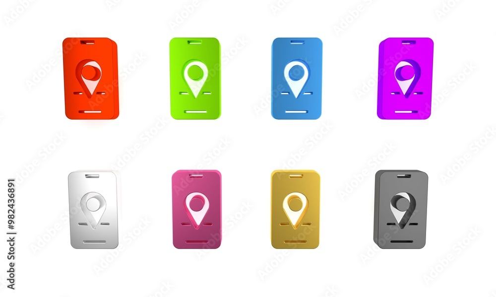 Poster colorful infographic of city map navigation icon isolated on white background. mobile app interface 