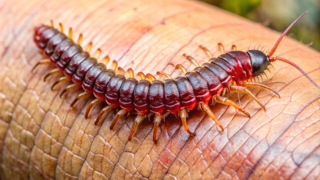 A painful centipede bite wound displays significant swelling, bright red skin, and small puncture marks from the