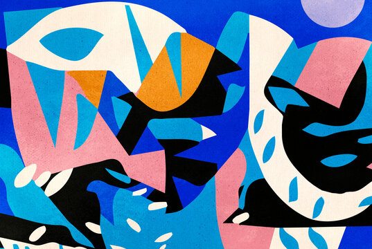 Winter abstractions - abstract pattern artwork. Abstract Composition in a paper-cutting art style.