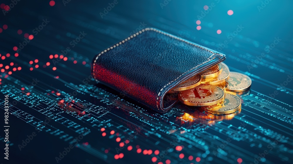 Poster a digital wallet with multiple cryptocurrencies stored inside.