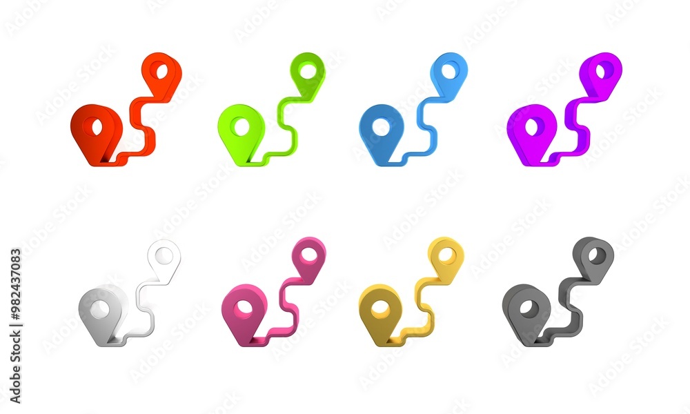 Poster colorful route location icon isolated on white background. map pointer sign. concept of path or road