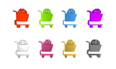 Colorful Jewelry online shopping icon isolated on white background. Minimalism concept. 3D render illustration