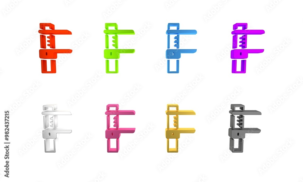 Poster colorful calliper or caliper and scale icon isolated on white background. precision measuring tools.