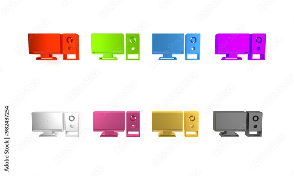 Poster colorful computer monitor icon isolated on white background. pc component sign. minimalism concept. 