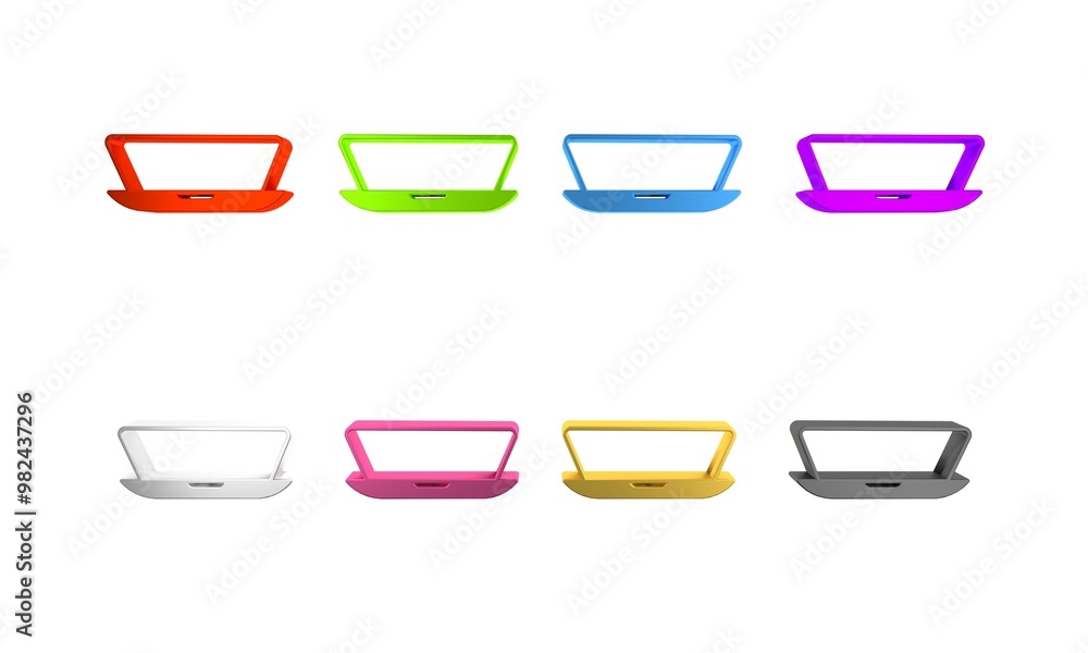 Poster colorful laptop icon isolated on white background. computer notebook with empty screen sign. minimal